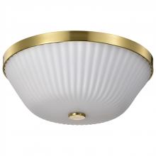 NUVO 60/8725 - Royale; 3 Light Flush Mount; Burnished Brass Finish; Ribbed White Glass