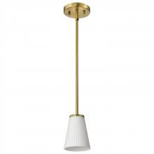 NUVO 60/8727 - Royale; Mini Pendant; Burnished Brass Finish; Ribbed White Glass