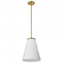 NUVO 60/8728 - Royale; Large Pendant; Burnished Brass Finish; Ribbed White Glass