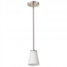 NUVO 60/8737 - Royale; Mini Pendant; Brushed Nickel Finish; Ribbed White Glass