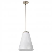 NUVO 60/8738 - Royale; Large Pendant; Brushed Nickel Finish; Ribbed White Glass
