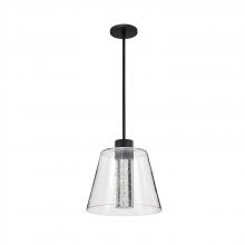 NUVO 62/2172 - Aura; 12 Inch LED Pendant; Matte Black; K9 Bubble Crystal; 3000K CCT