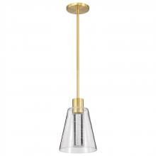 NUVO 62/2181 - Aura; 7 Inch LED Pendant; Brushed Brass; K9 Bubble Crystal; 3000K CCT