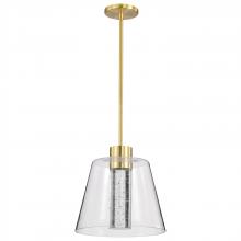 NUVO 62/2182 - Aura; 12 Inch LED Pendant; Brushed Brass; K9 Bubble Crystal; 3000K CCT
