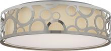 NUVO 62/988R1 - LED Decor - 15" Filigree Flush with White Fabric Shade - Polished Nickel Finish