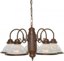 NUVO SF76/445 - 5 Light - Chandelier with Clear Ribbed Glass - Old Bronze Finish