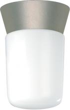 NUVO SF77/155 - 1 Light - 8" Utility Ceiling with White Glass - Satin Aluminum Finish