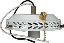 NUVO SF77/461 - 4" Wired Fan Light Holder With On-Off Pull Chain And Intermediate Socket; White Finish
