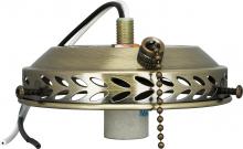 NUVO SF77/466 - 4" Wired Fan Light Holder With On-Off Pull Chain And Candelabra Socket; Antique Brass Finish