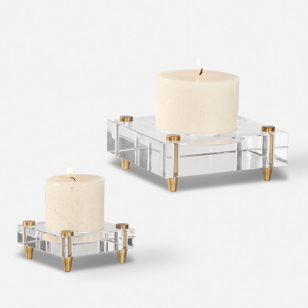 Uttermost Claire Crystal Block Candleholders Set/2