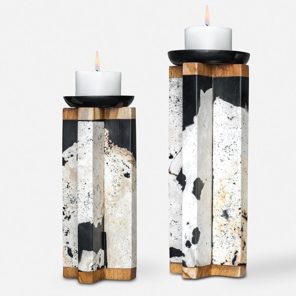 Uttermost Illini Stone Candleholders Set/2