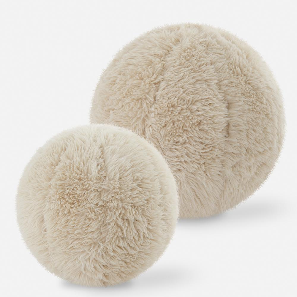Uttermost Abide Ball Sheepskin Pillows Set/2