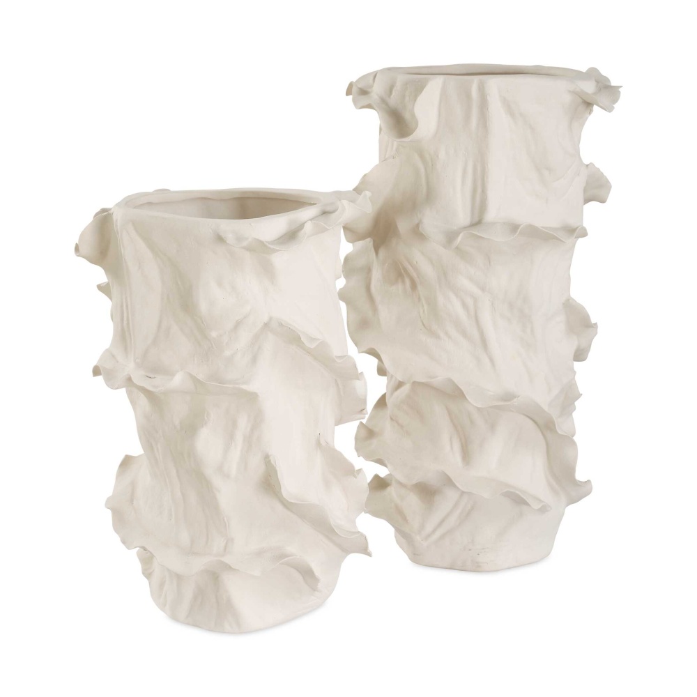 Uttermost Ripple Crest White Vases Set/2
