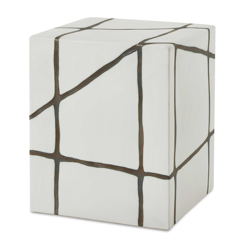 Uttermost Rocklyn White Cube Garden Stool