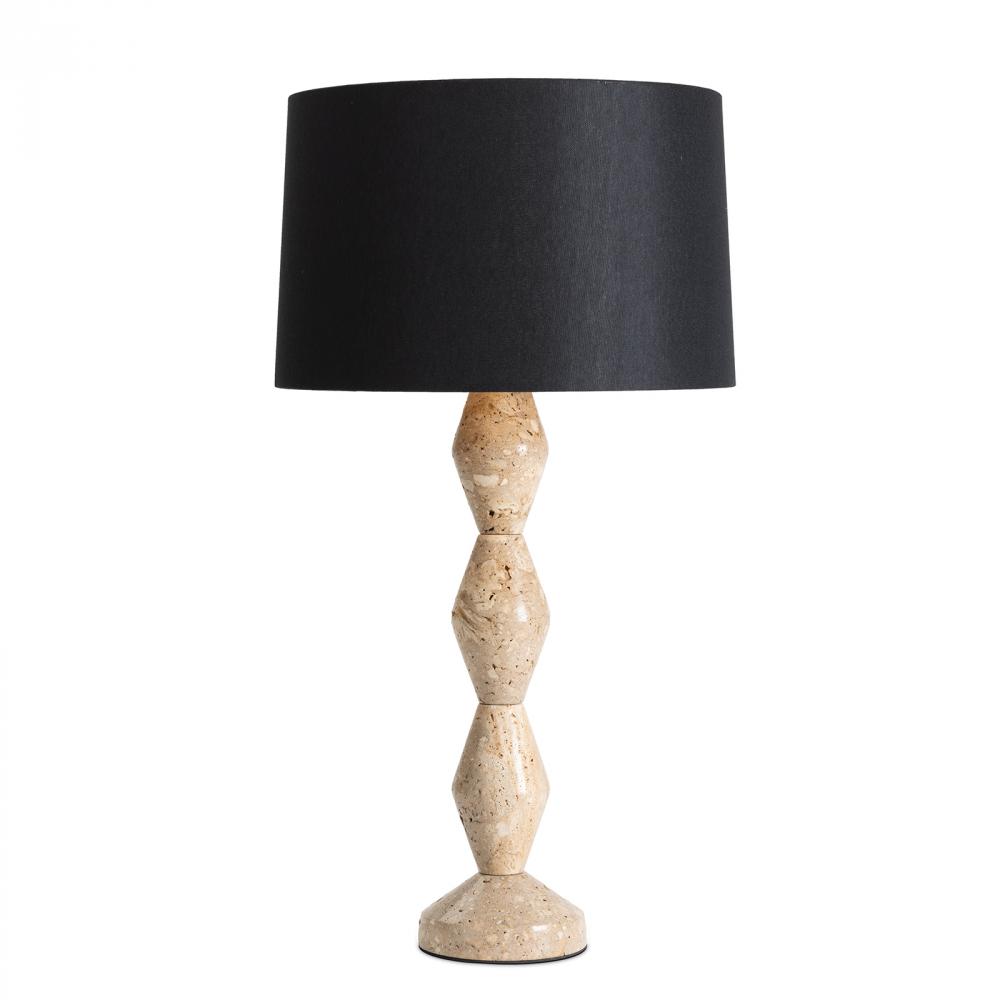 Regina Andrew Crew Travertine Buffet Lamp (Black Shade)