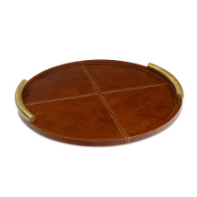 Regina Andrew 20-1691TAN - Regina Andrew Hayes Leather Tray Round Small (Cognac)