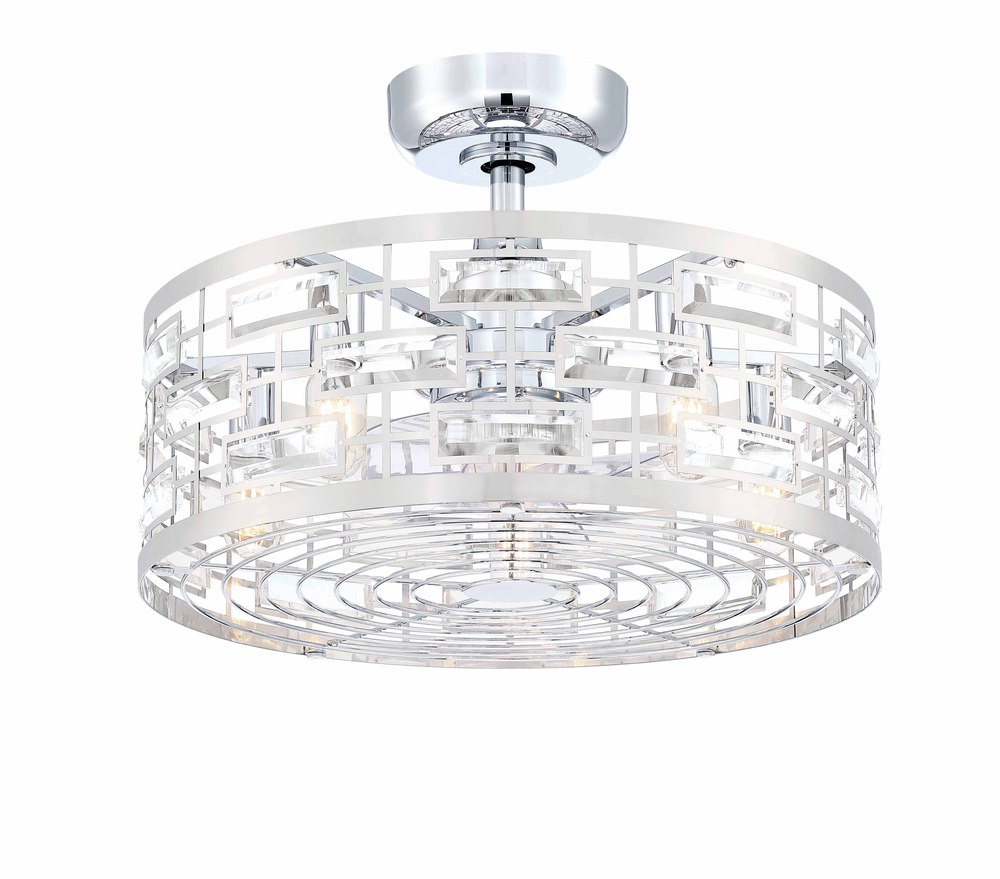 Klout 22 Inch Indoor Ceiling Fandelier with LED Light Kit - Chrome with Clear blades