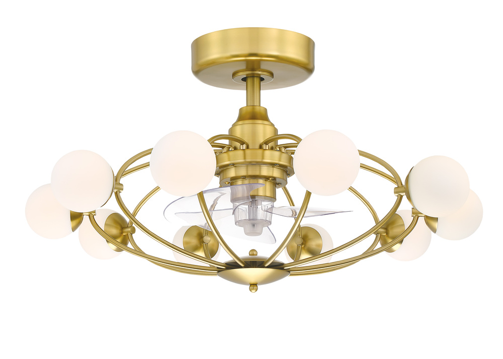 Kerring 32 inch Indoor Ceiling Fan with LED Light Kit - Brushed Satin Brass with Clear blades