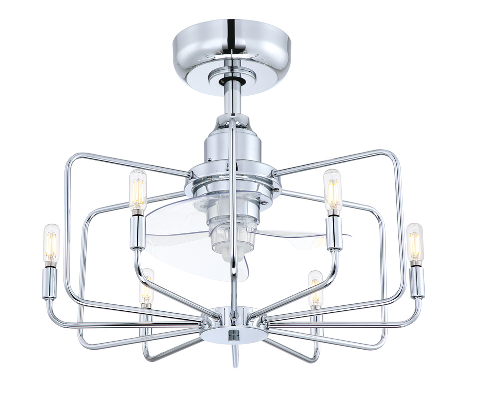 Influencer 22 inch Indoor Ceiling Fan with LED Bulb Light Kit - Chrome with Clear blades