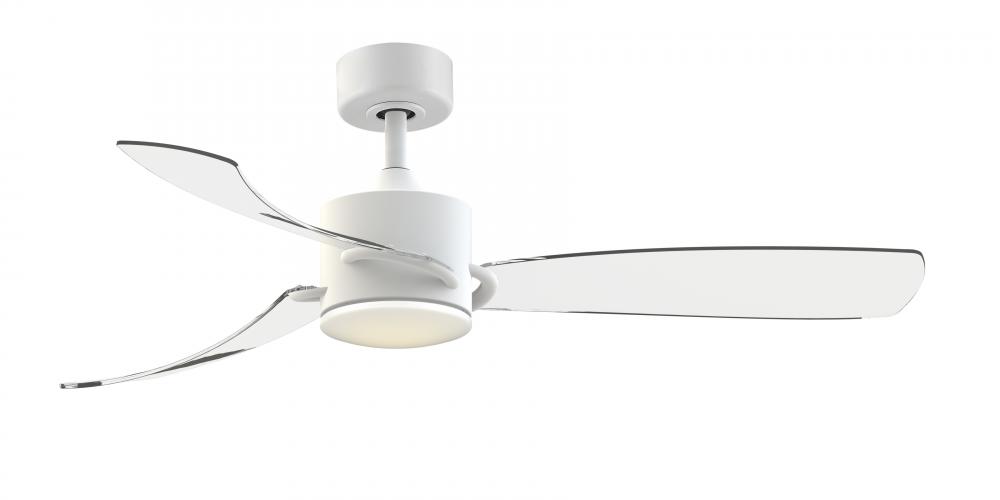 SculptAire 52 inch Indoor/Outdoor Ceiling Fan with LED Light Kit - Matte White with Clear blades