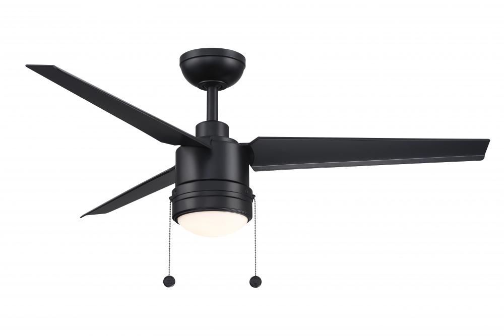 PC/DC 52 inch Indoor/Outdoor Ceiling Fan with LED Light Kit - Black