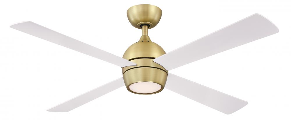 Kwad 52 inch Indoor Ceiling Fan with LED Light Kit - Brushed Satin Brass
