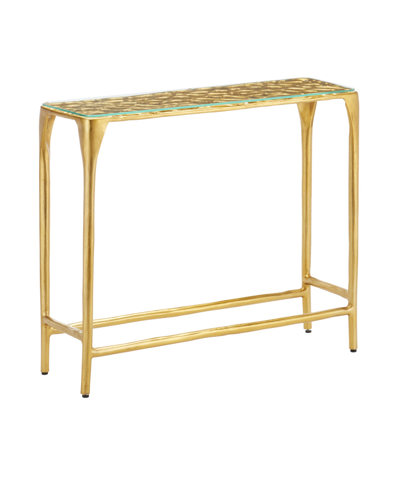 Honeycomb Gold Console Table