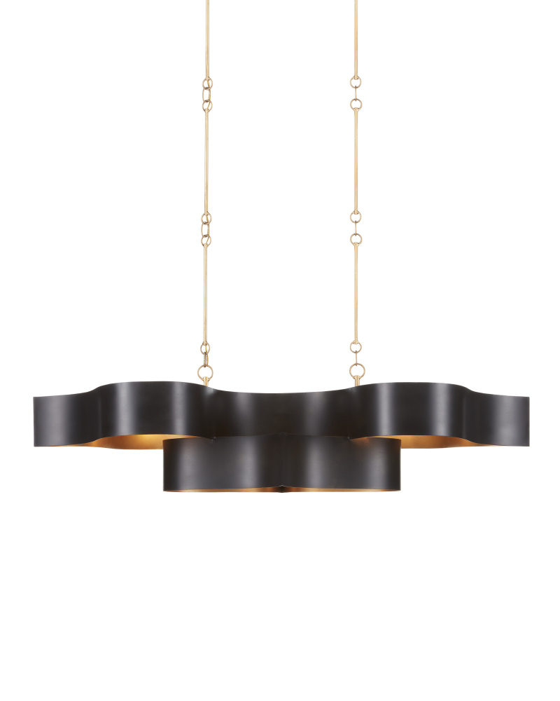 Grand Lotus Oval Black Chandelier