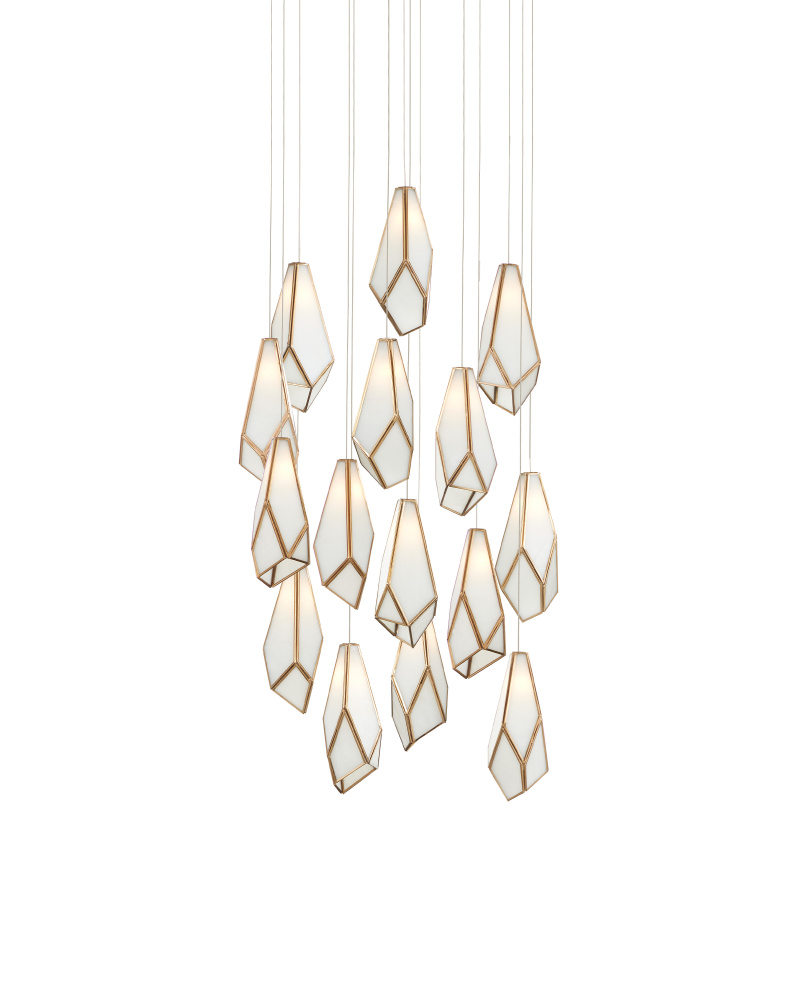 Glace White 15-Light Round Multi-Drop Pendant