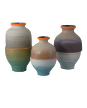 Currey 1200-0930 - Happy 80's Gray, Beige, Orange & Blue Vase Set of 3