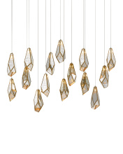 Currey 9000-0706 - Glace Mirror 15-Light Linear Multi-Drop Pendant